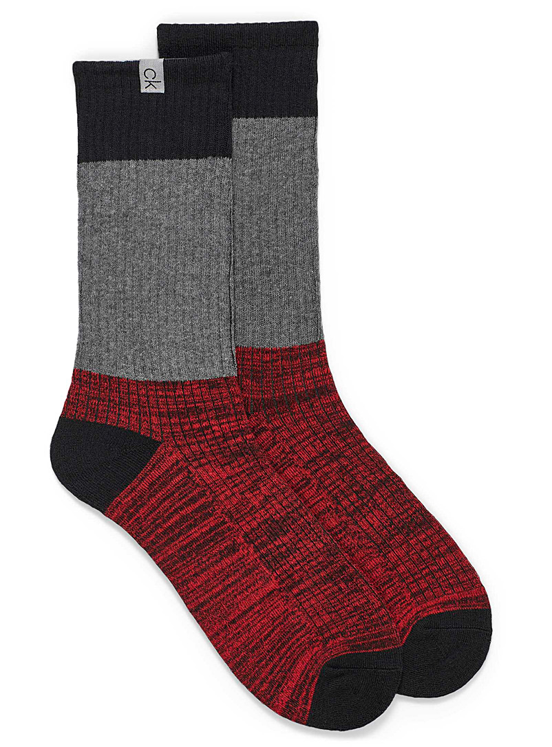 Calvin Klein Patterned Black Contrast block socks for men