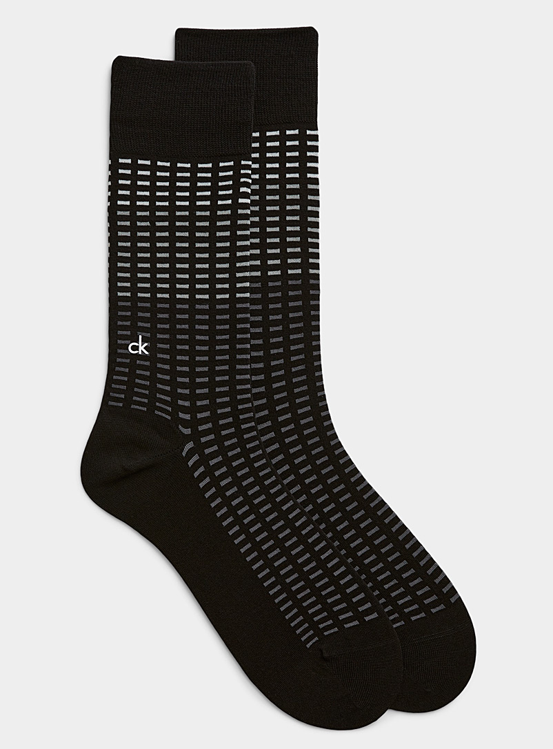 Calvin Klein Patterned Black Graded check sock for men