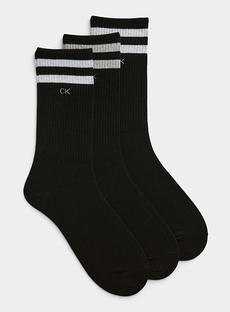 Calvin Klein: Les chaussettes bandes athlétiques Emballage de 3 Noir assorti pour homme
