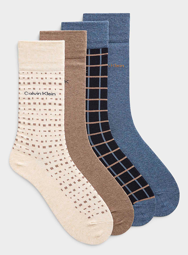 Calvin Klein Navy/Midnight Blue Solid and patterned neutral socks 4-pack for men