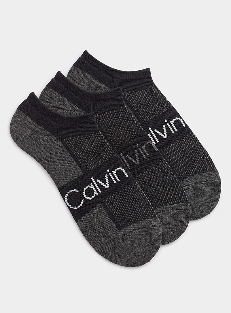 Calvin Klein: Les socquettes renforcées logo Emballage de 3 Noir pour homme