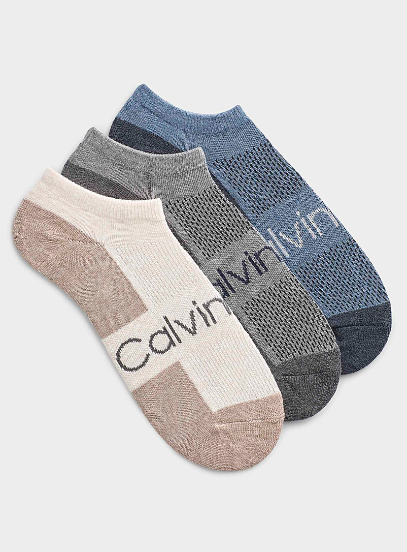 Calvin Klein: Les socquettes renforcées logo Emballage de 3 Ivoire - Beige crème pour homme
