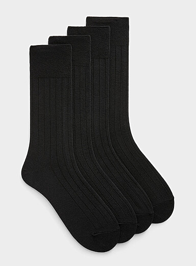 Solid ribbed dress socks 4-pack