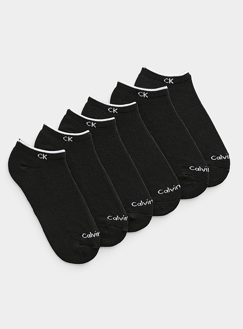 Calvin Klein: Les socquettes coussinées logo CK Ensemble de 6 Noir pour femme