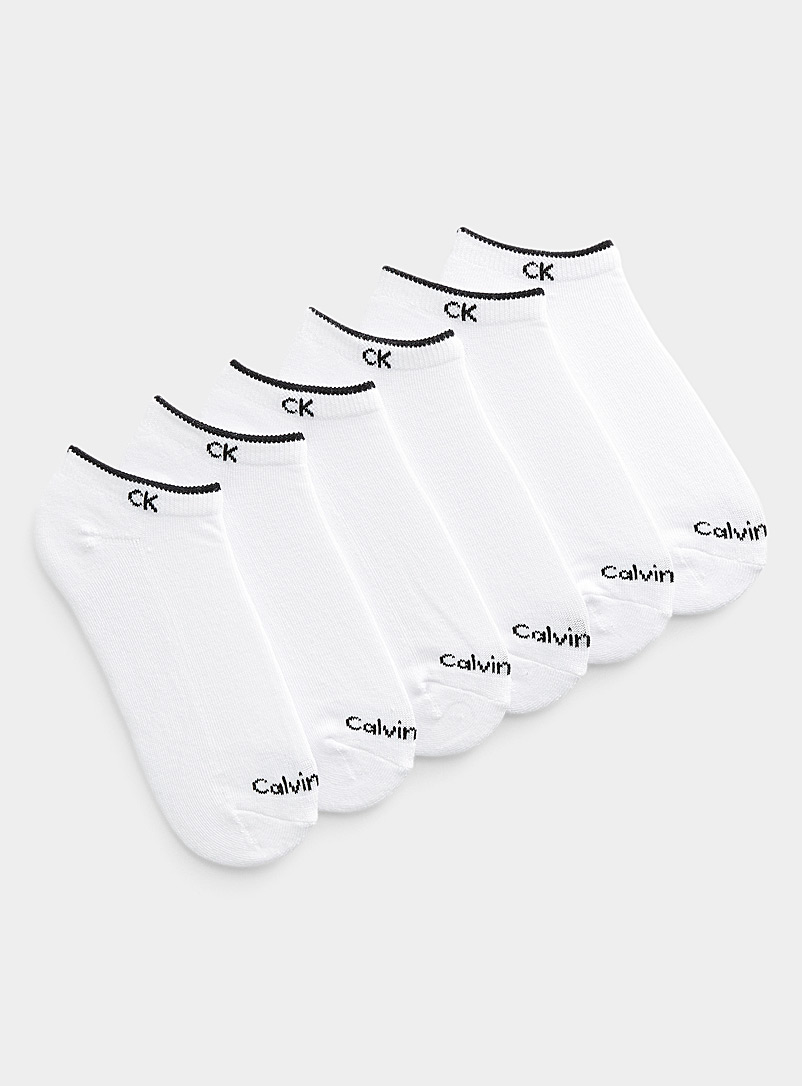 Calvin Klein White CK logo padded ped socks Set of 6 for women