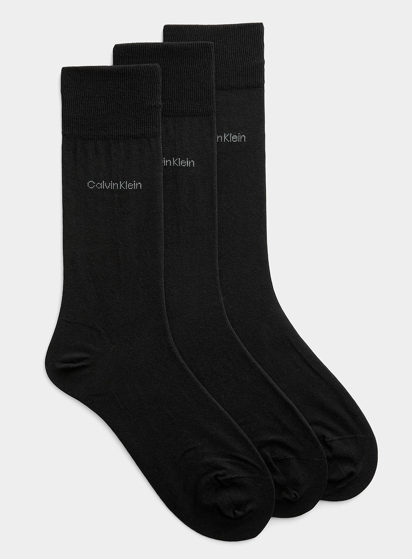 Calvin Klein Fine Knit Solid Socks  3-pack In Black