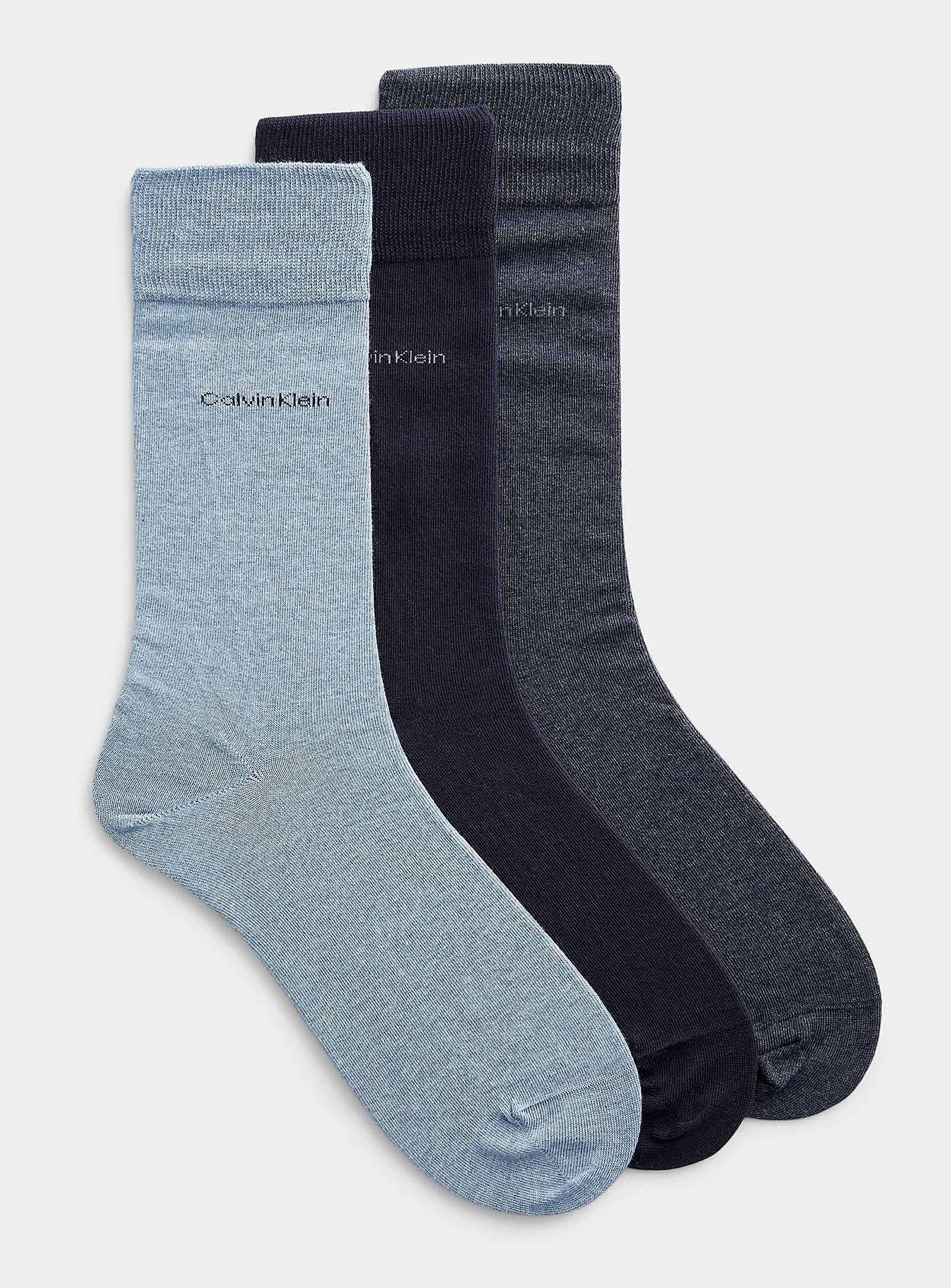 Calvin Klein Fine Knit Solid Socks  3-pack In Baby Blue