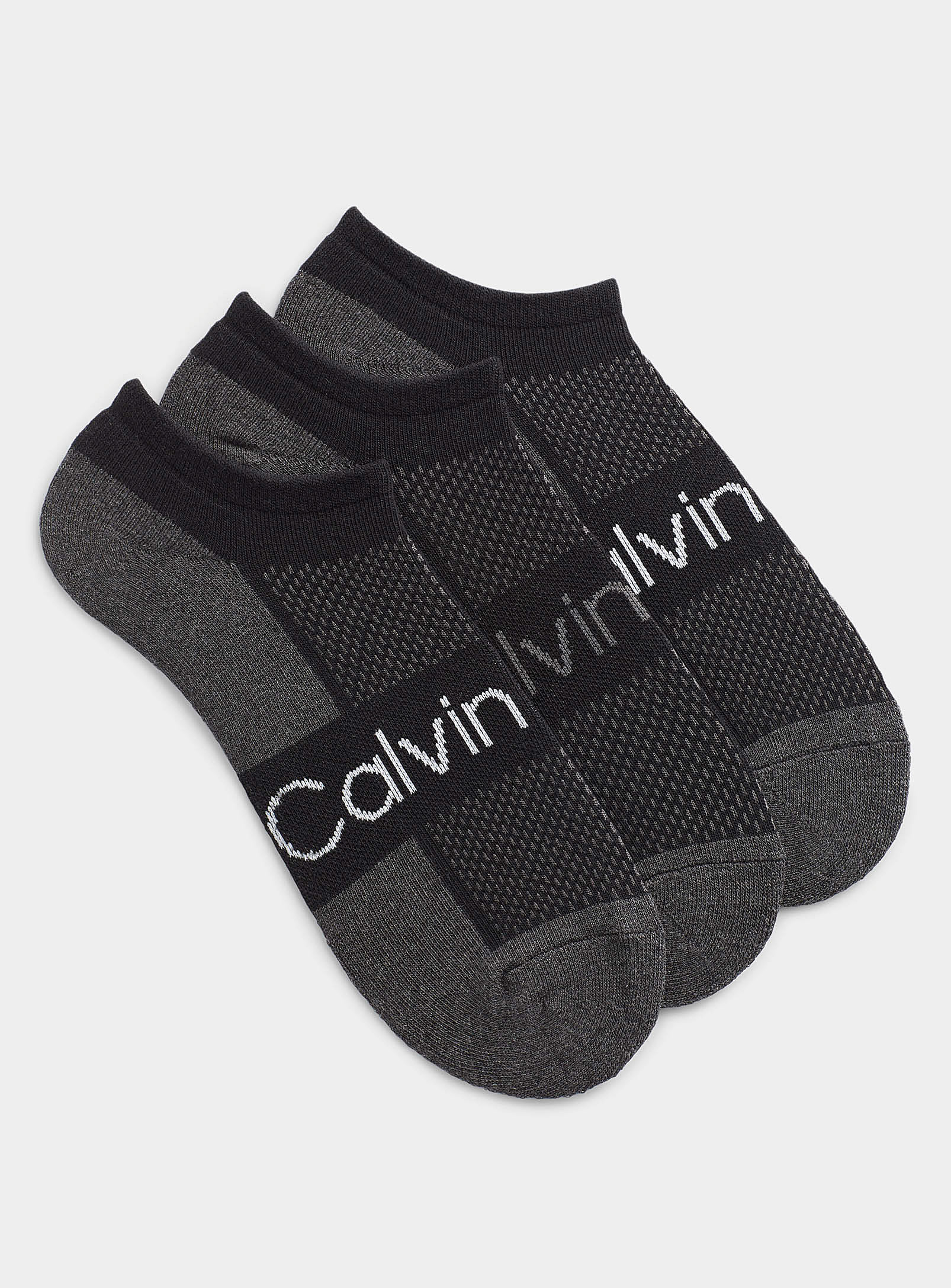 Calvin Klein Logo Reinforced Ped Socks 3-pack In Black