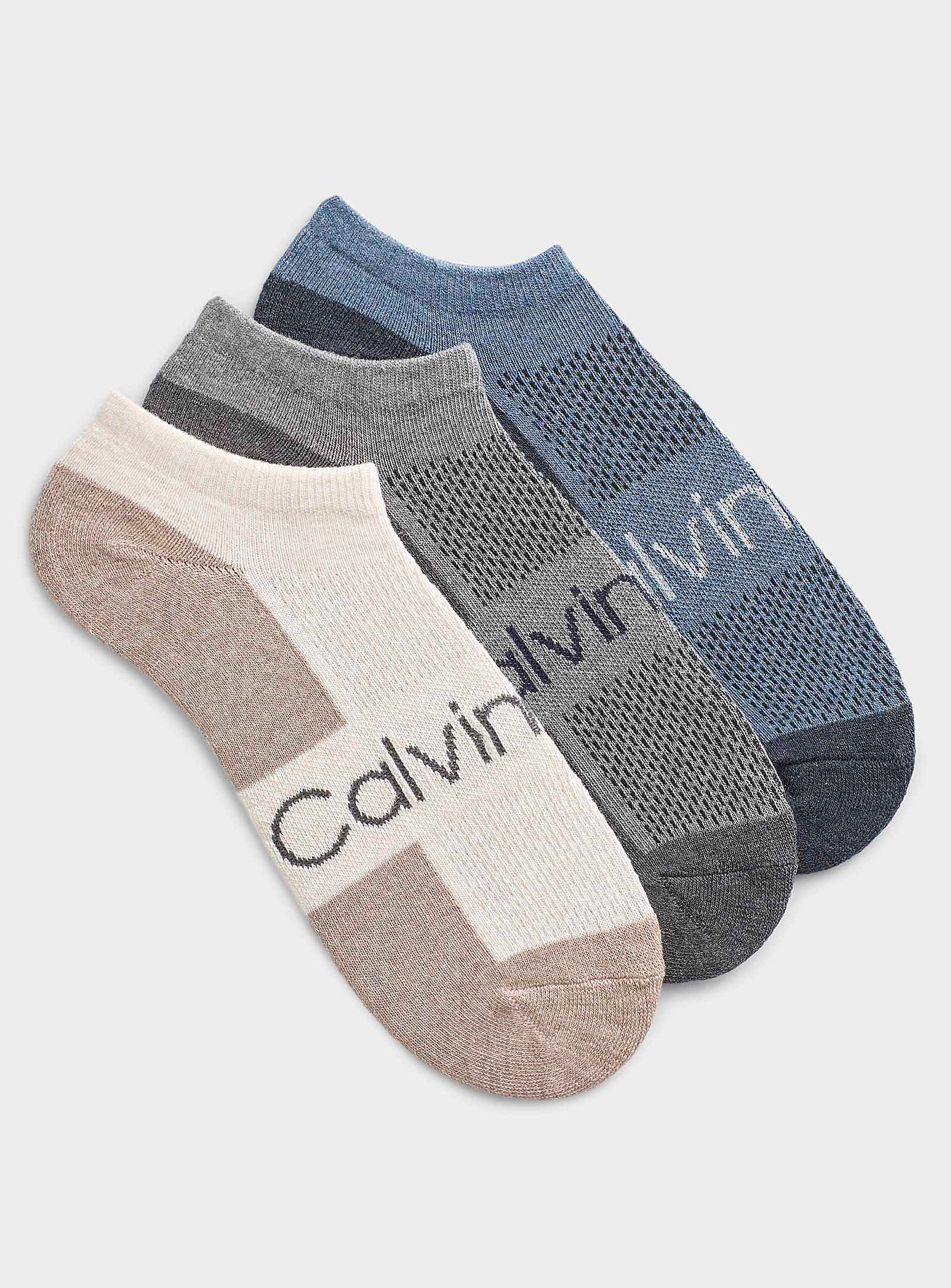 Calvin Klein Logo Reinforced Ped Socks 3-pack In Multi