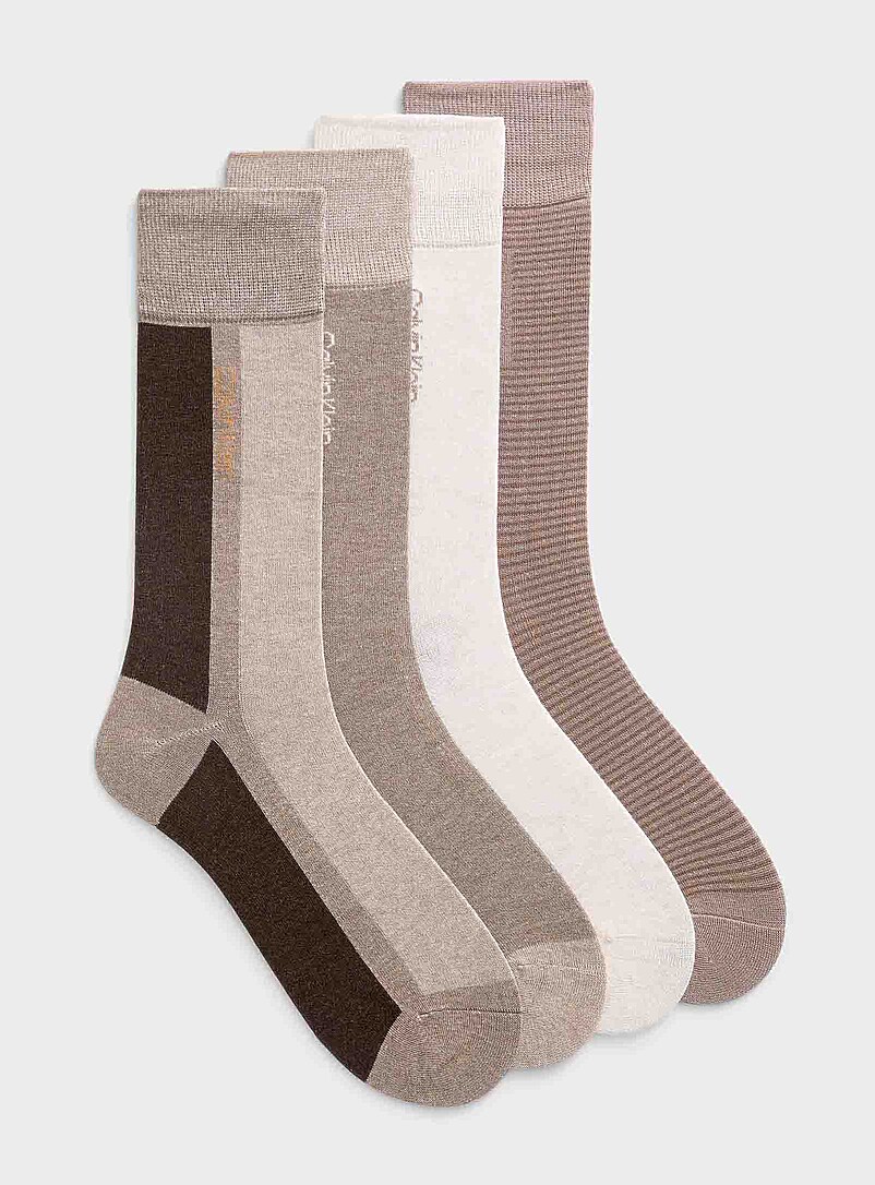 Beige-hued dress socks 4-pack product image (primary)