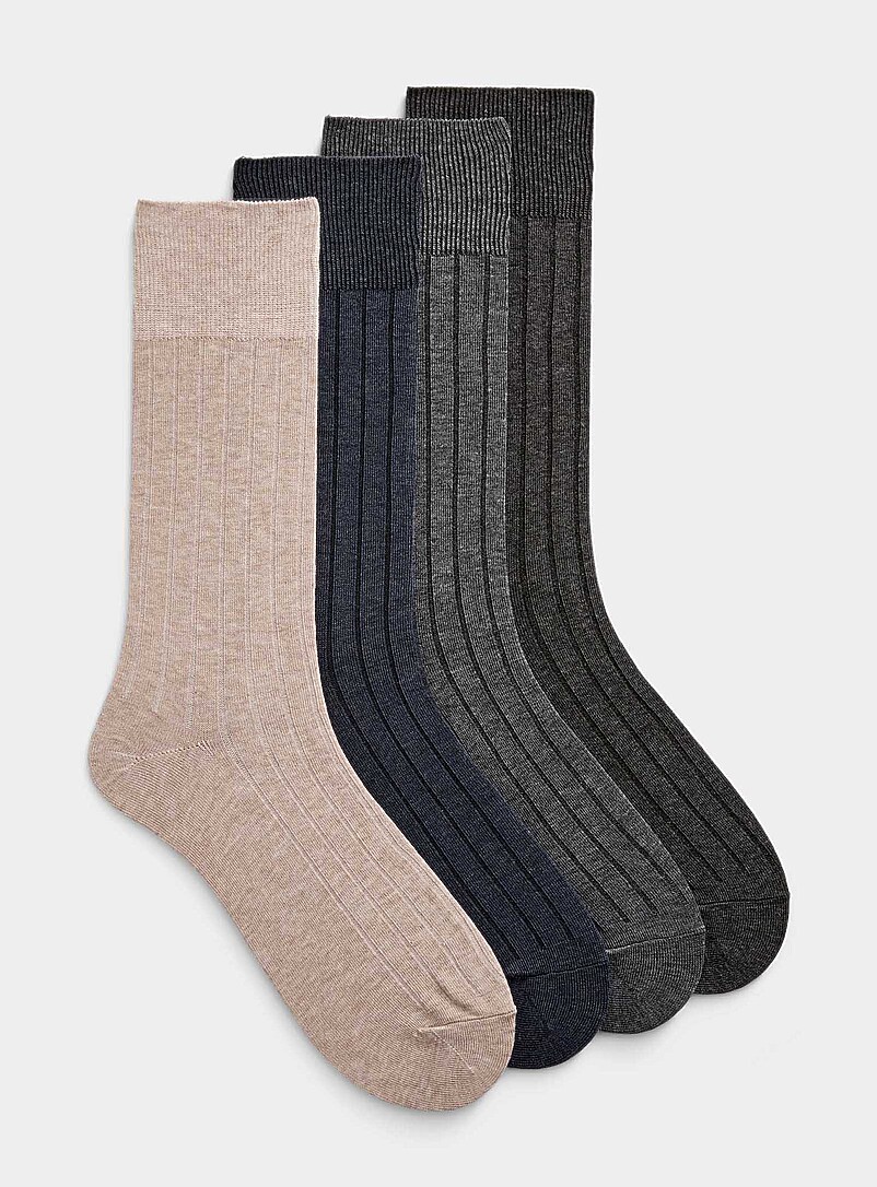 Neutral Ribbed Dress Socks 4-Pack