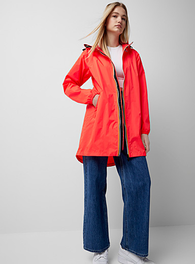 K-Way Tangerine Le Vrai Eiffel 3.0 packable raincoat for women