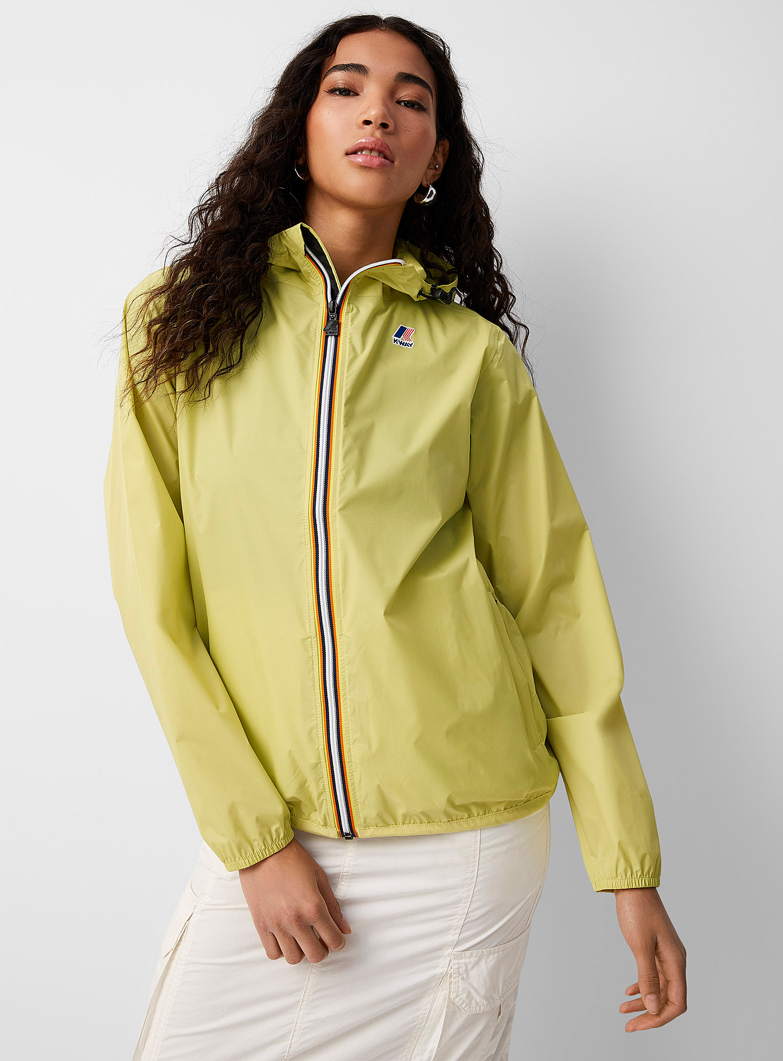 Shop K-way Le Vrai Claude 3.0 Packable Raincoat In Lime Green