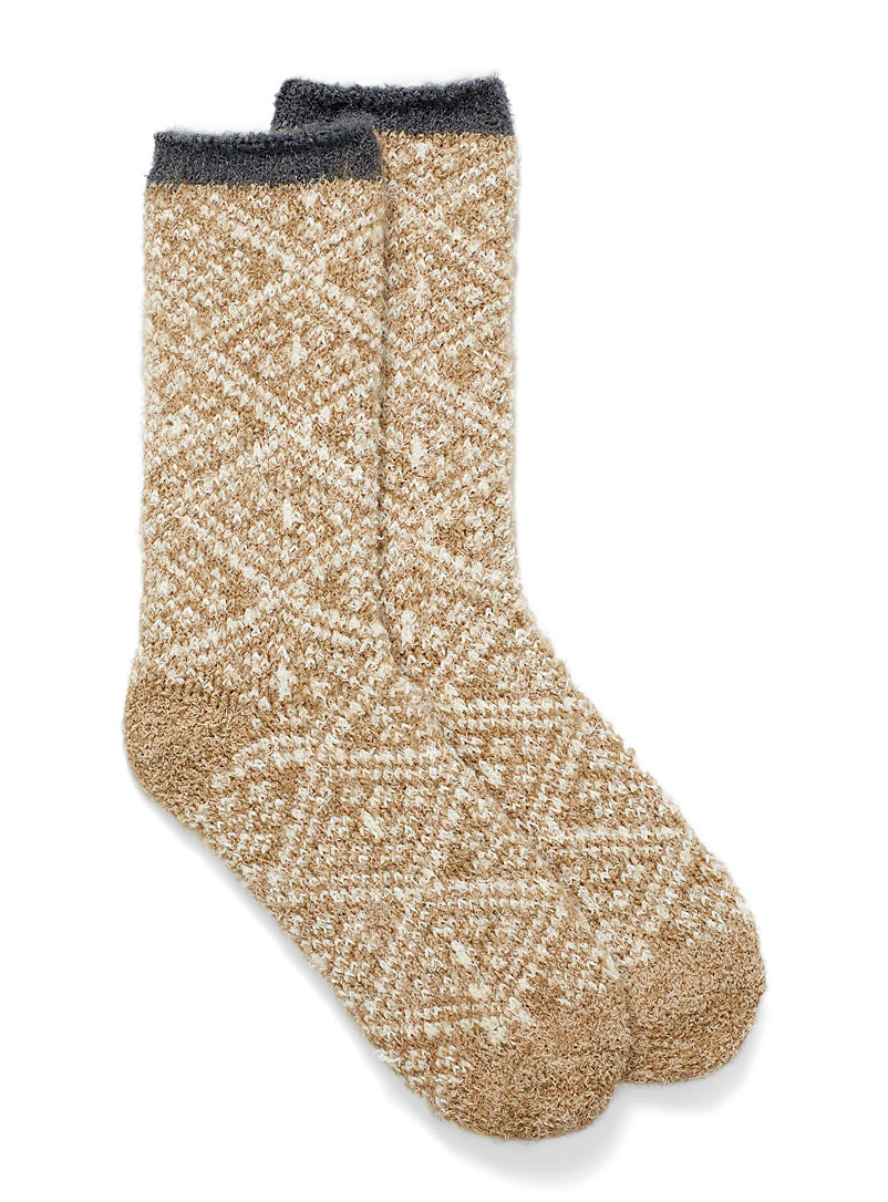 Simons Sand Fuzzy jacquard knit socks for women