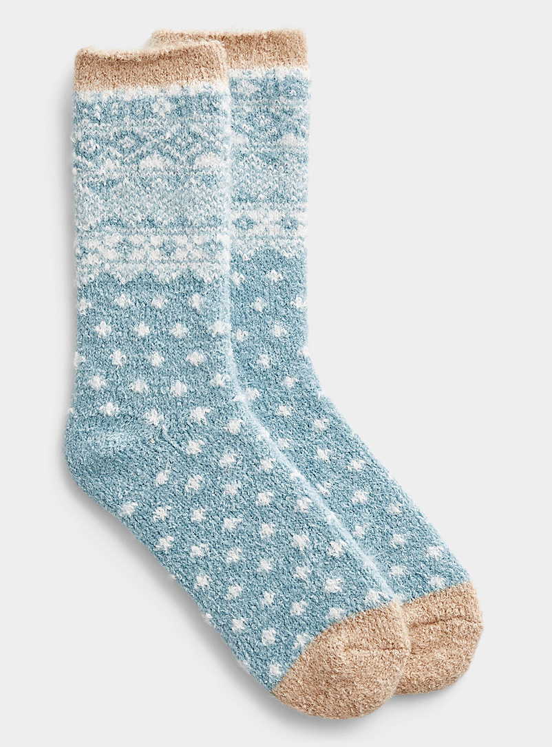 Simons: La chaussette hivernale motif Fair Isle Sarcelle-turquoise-aqua pour femme