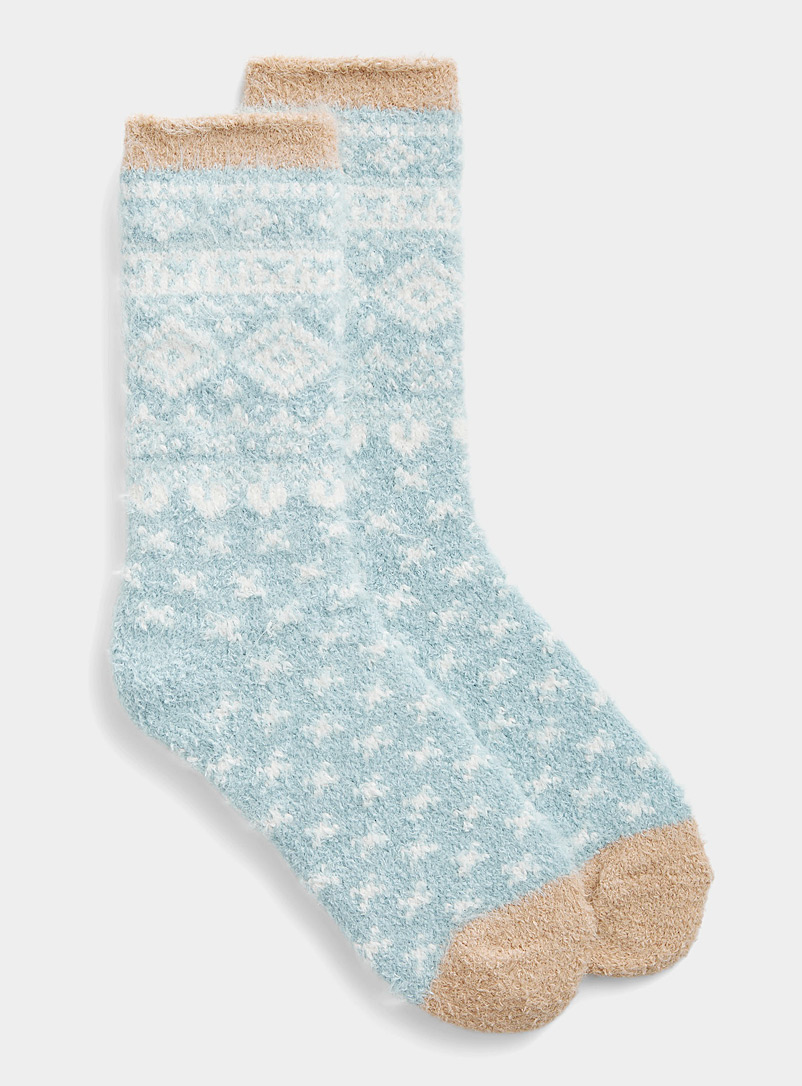 Simons Blue Geo fresco cozy sock for women