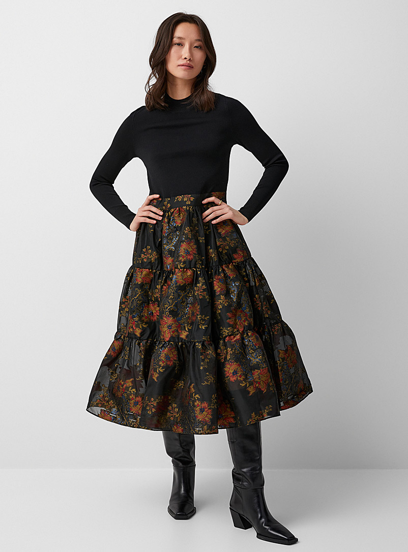 Ted Baker Patterned Black Audria night garden tiered dress for women