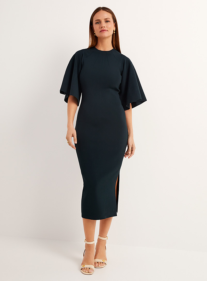 Ted Baker Teal Lounia flared-sleeve sculpting dress for women