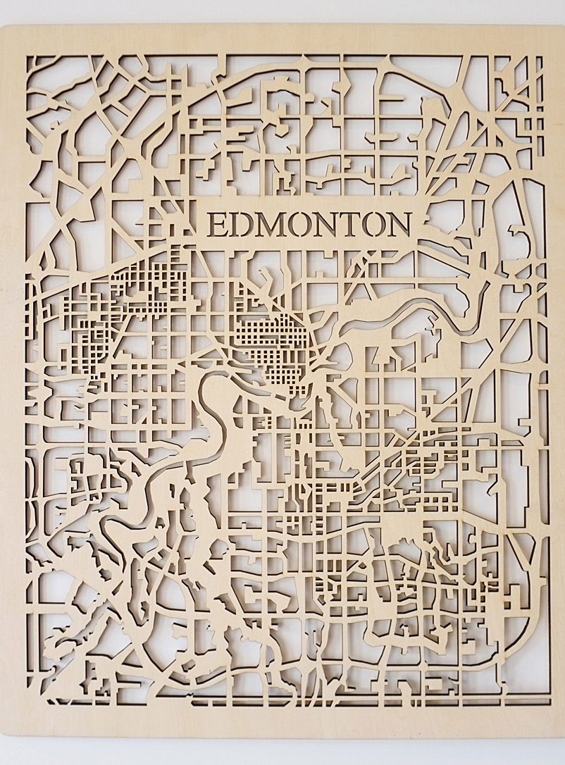 Printable Minds Assorted Laser-cut wood Edmonton map 17.25 x 21.25 in