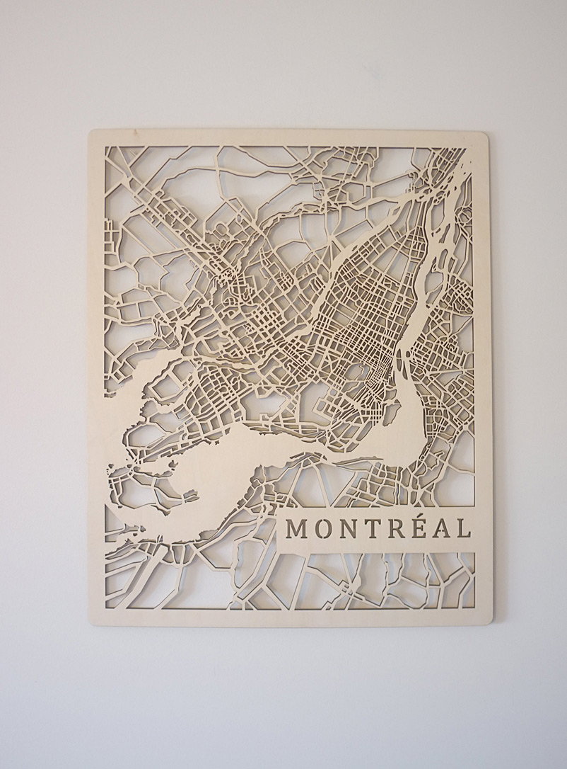 Printable Minds Assorted Laser-cut wood Montreal map 17.25 x 21.25 in