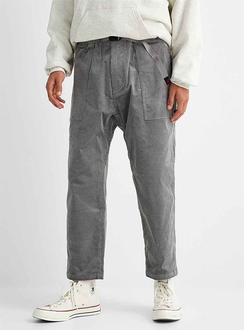 Gramicci Grey Stone grey loose corduroy pant Straight fit for men