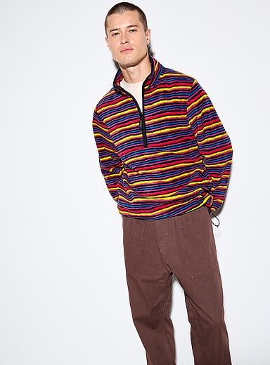 Multi-stripe polar fleece sweater