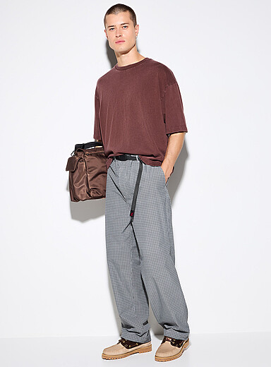 Micro-check nylon pant <b>Loose fit</b>
