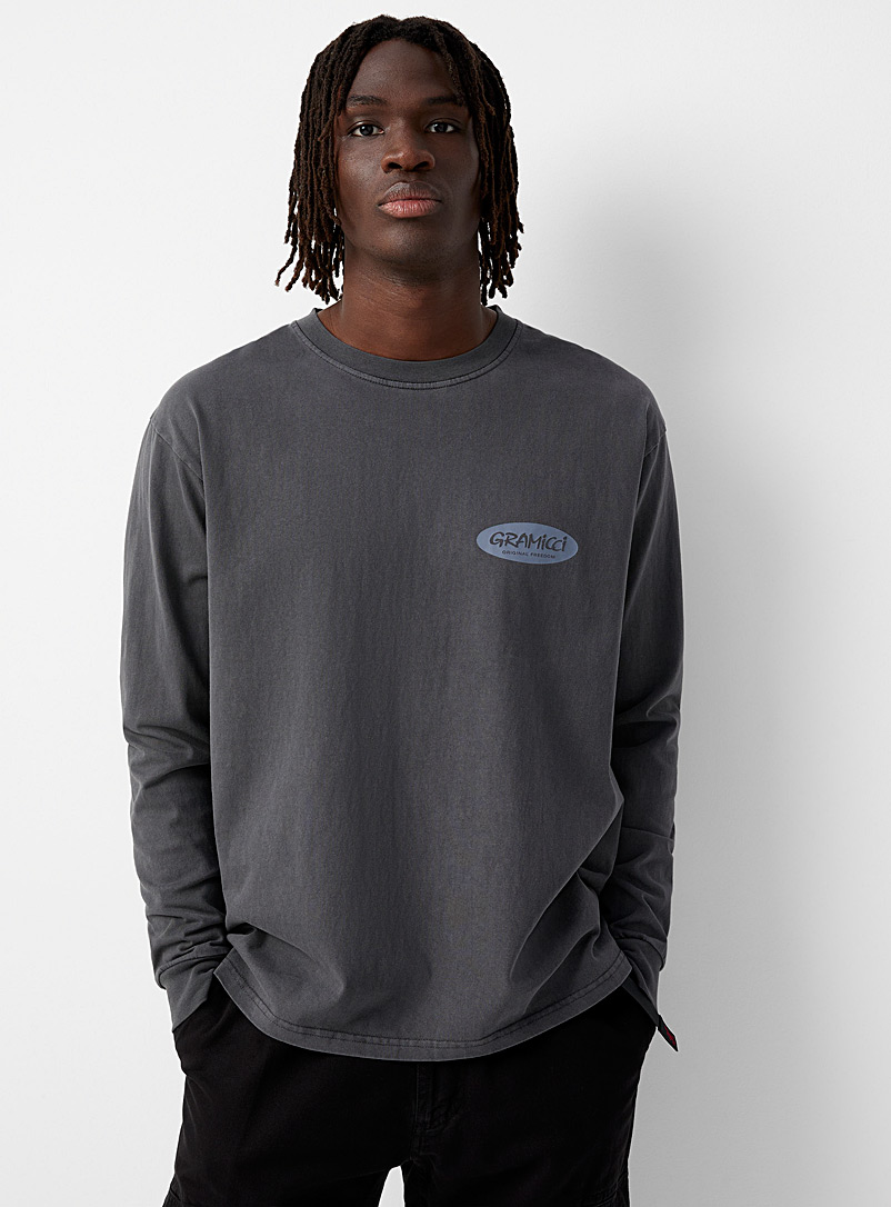 Gramicci Grey Front-back logo T-shirt for men