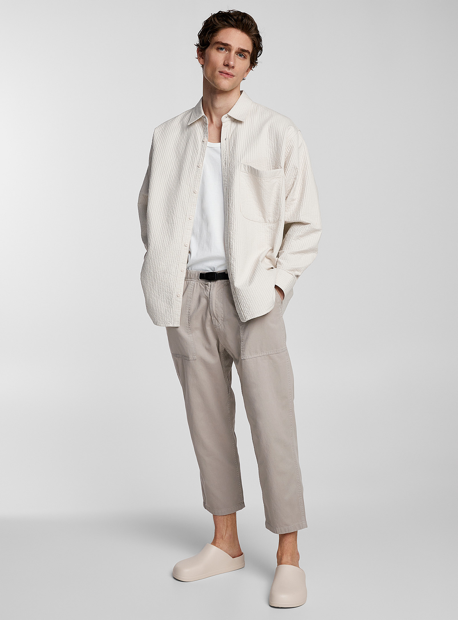 Gramicci Belted-waist Loose Pant Tapered Fit In Sand