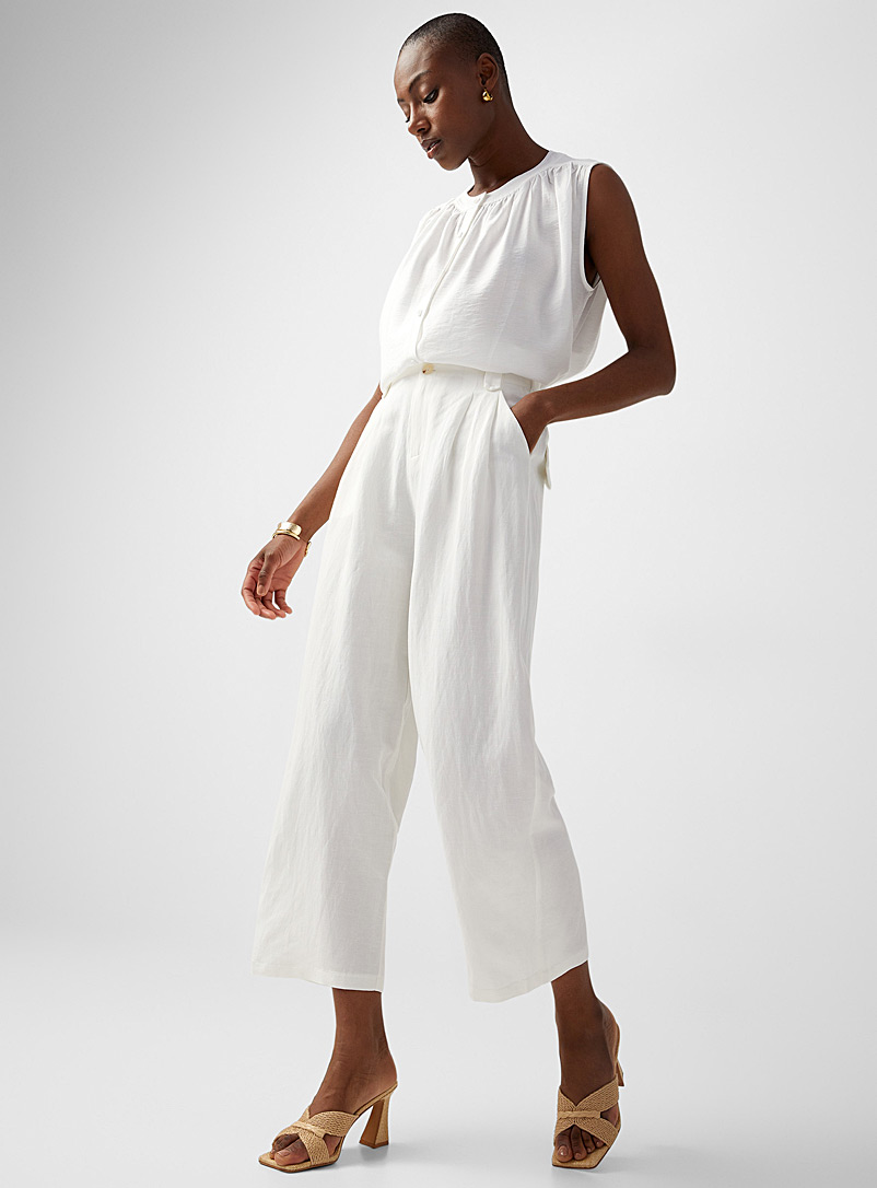 Wide-leg creamy white linen pant | TheKorner | Shop Women%u2019s Wide ...