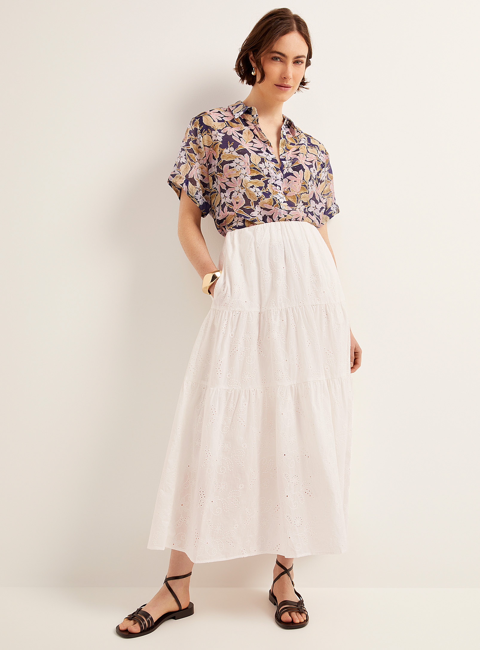 Thekorner Broderie Anglaise Tiered Skirt In White