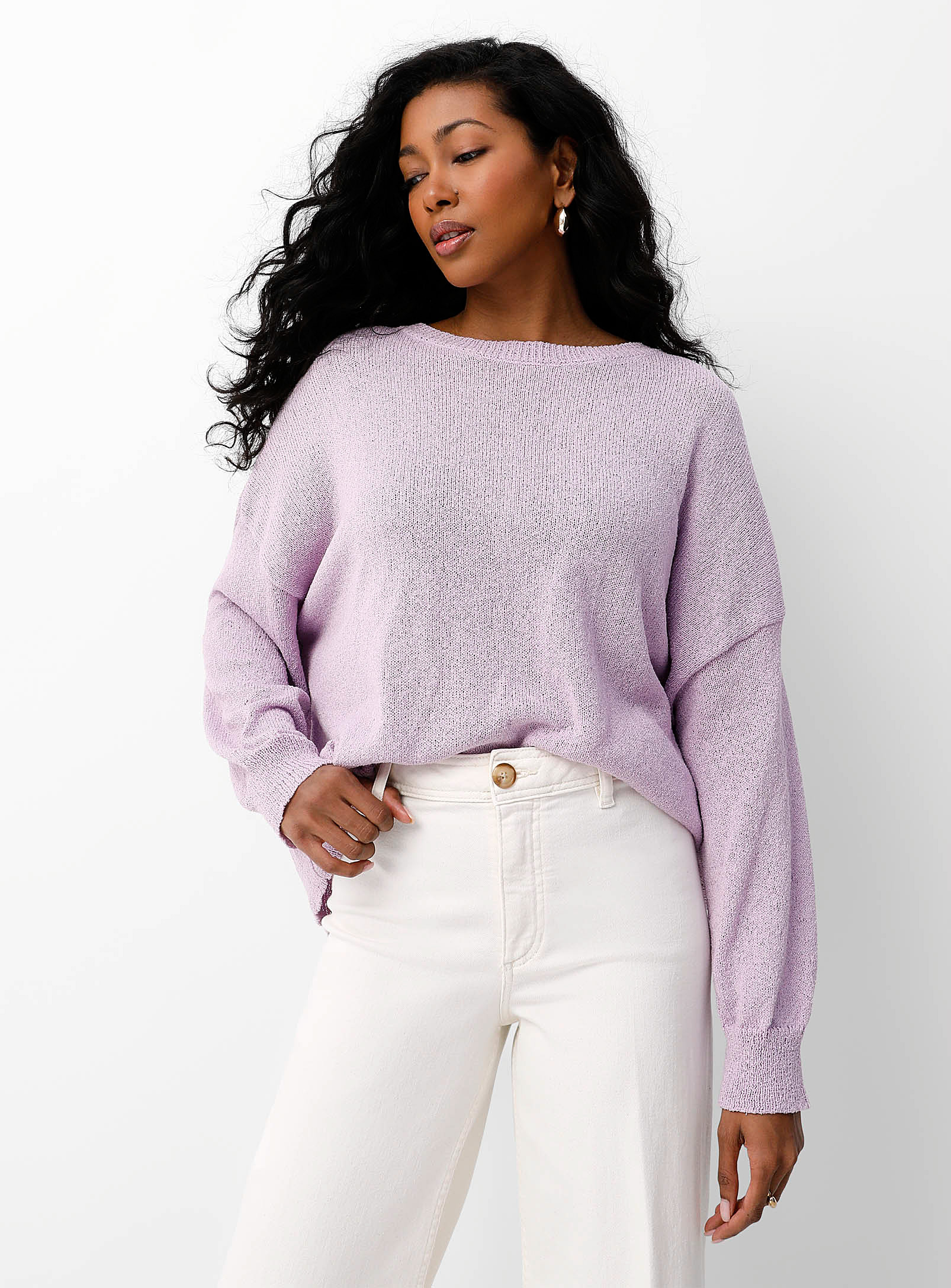 Thekorner Terry Effect Lilac Loose Sweater In Lilacs