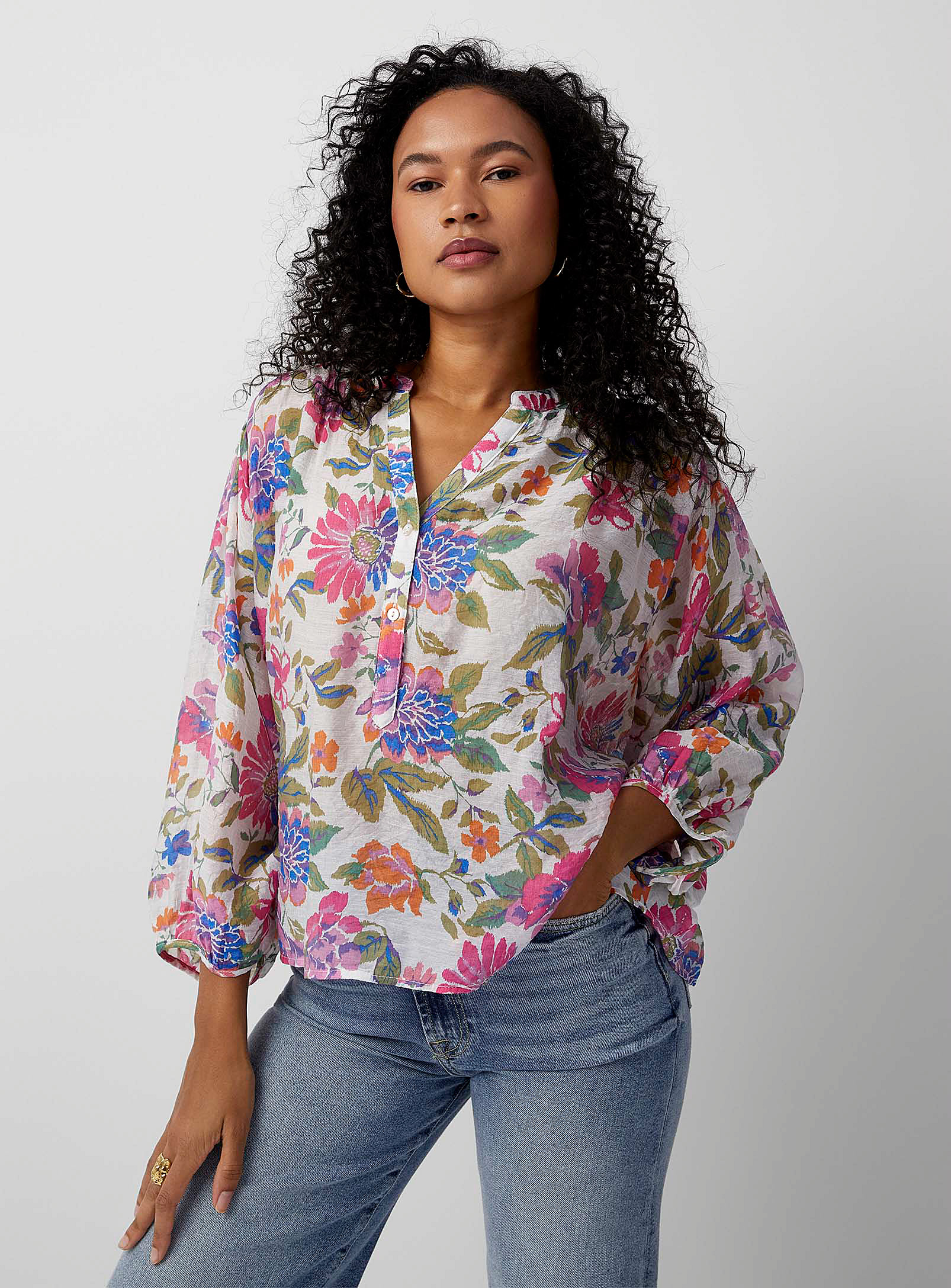 Thekorner Enchanted Garden Loose Voile Blouse In Assorted