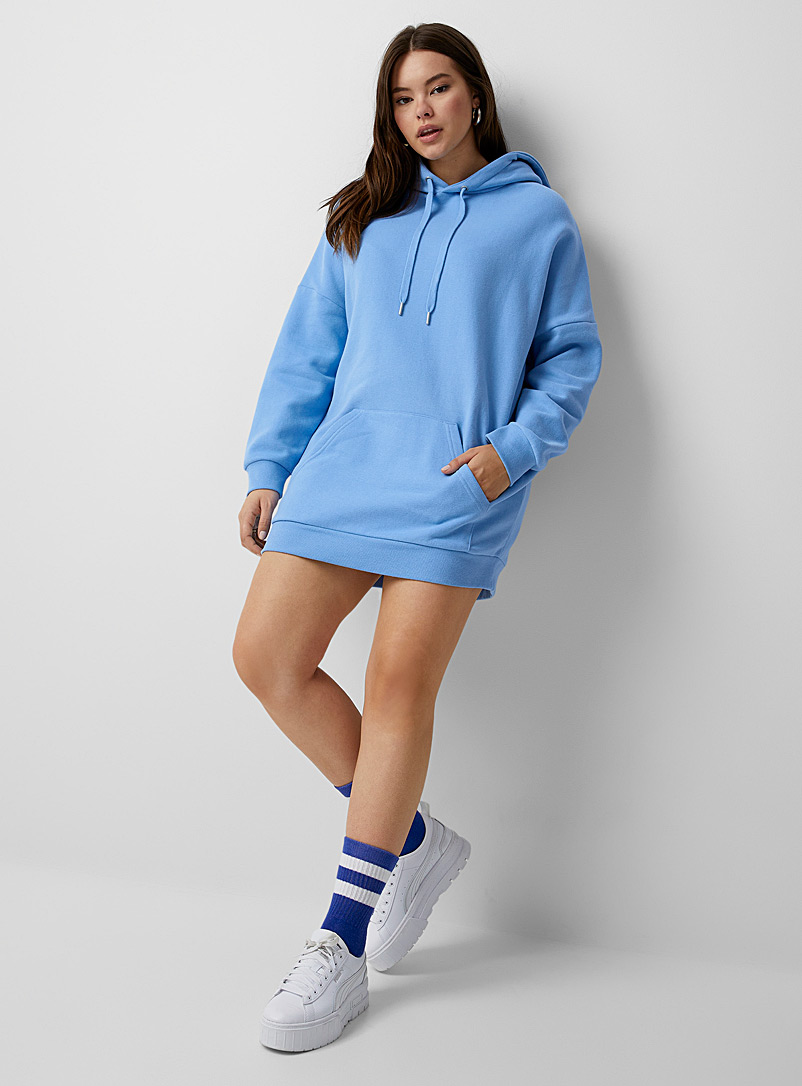 Twik Baby Blue Eco-friendly fleece hoodie dress for women