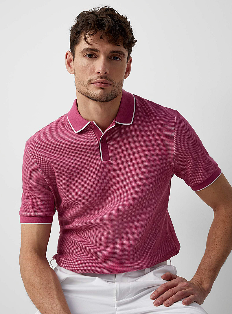 Le 31 Medium Pink Contrast piqué polo for men