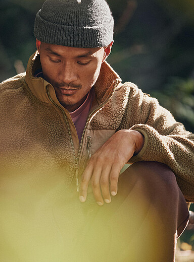 Nylon-insert high-pile fleece jacket