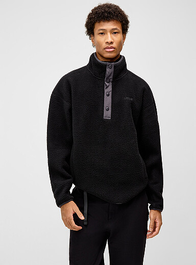 I.FIV5: Le chandail polaire d&eacute;tails contraste Noir pour homme