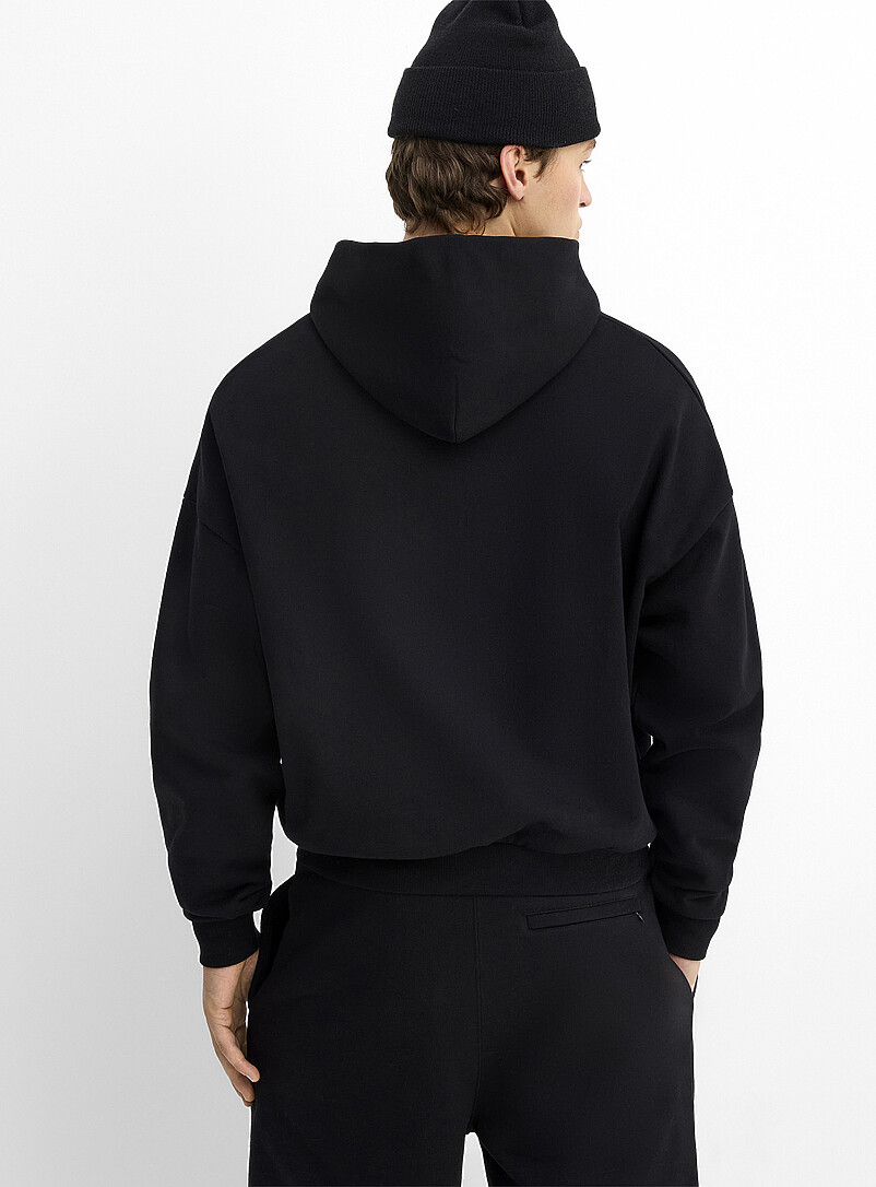 Djab: Le kangourou molleton ratin&eacute; DJAB 101 <b>Coupe ample</b> Noir pour homme
