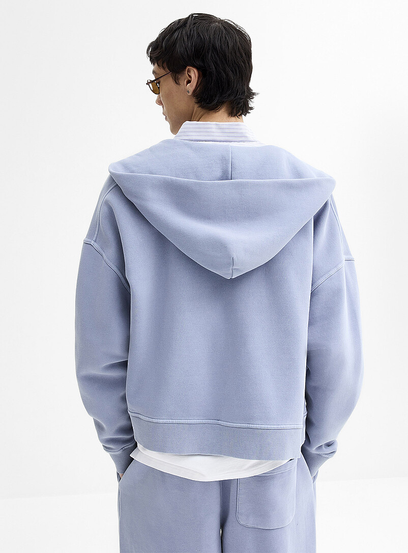 Djab Blue Peachskin fleece zip-up hoodie <b>Oversized fit</b> for men