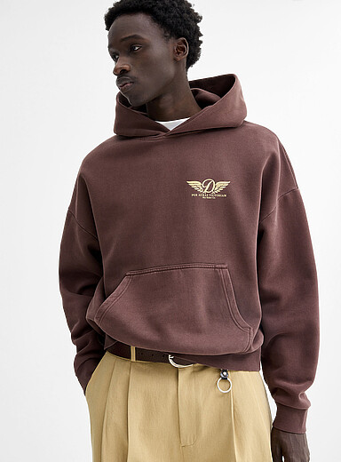 Djab: Le kangourou peau de p&ecirc;che graphique <b>Coupe ample</b> Western pour homme