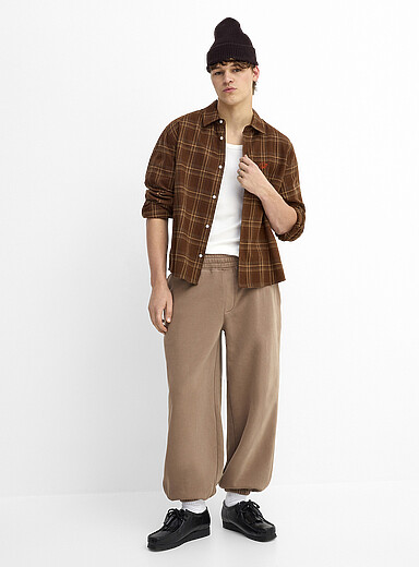 Djab: Le jogger molleton peau de p&ecirc;che <b>Coupe ample</b> Taupe pour homme