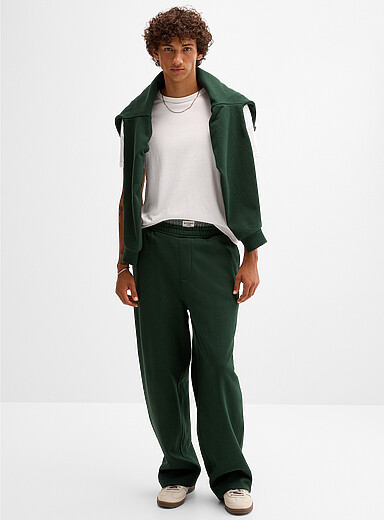 Djab Pine/Bottle Green French terry wide-leg pant DJAB 101 <b>Loose fit</b> for men