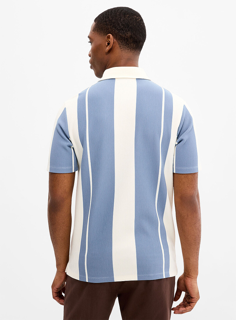 Le 31 Brown Vertical stripe ribbed polo <b>Standard fit</b> for men