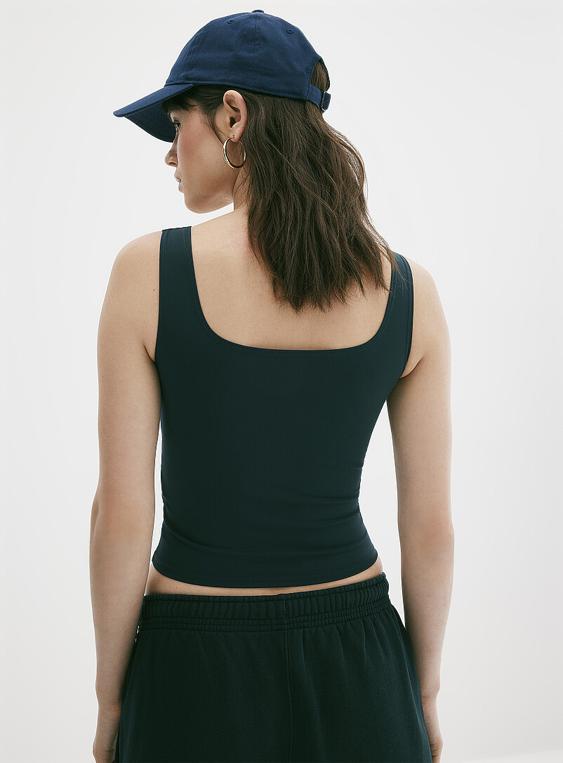 Twik Black Second-skin square-neck cropped cami for women