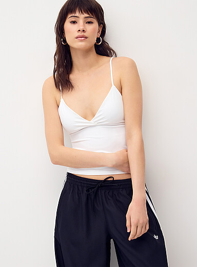Twik White Crossover V-neck cami for women