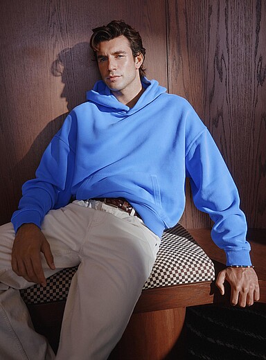 Le 31 Taupe Muted colour hoodie for men