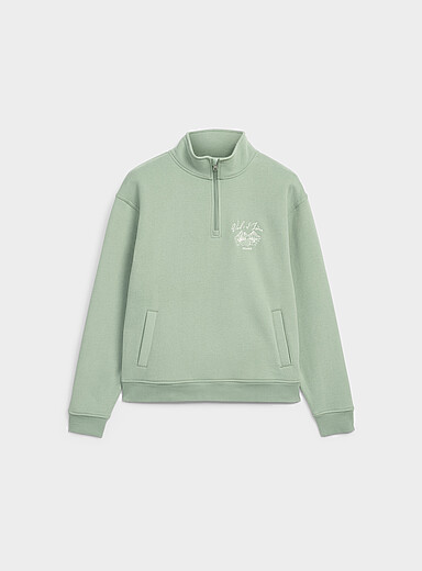 Le 31: Le sweat col zipp&eacute; broderie destination <b>Coupe confort</b> Val-d'Is&egrave;re pour homme