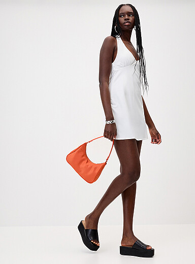 A-line halter minidress