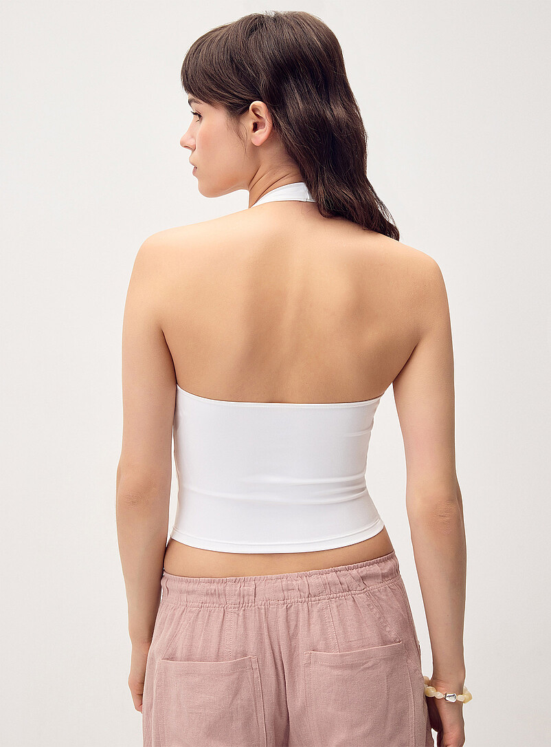 Twik Chocolate/Espresso Beaded keyhole halter cami for women