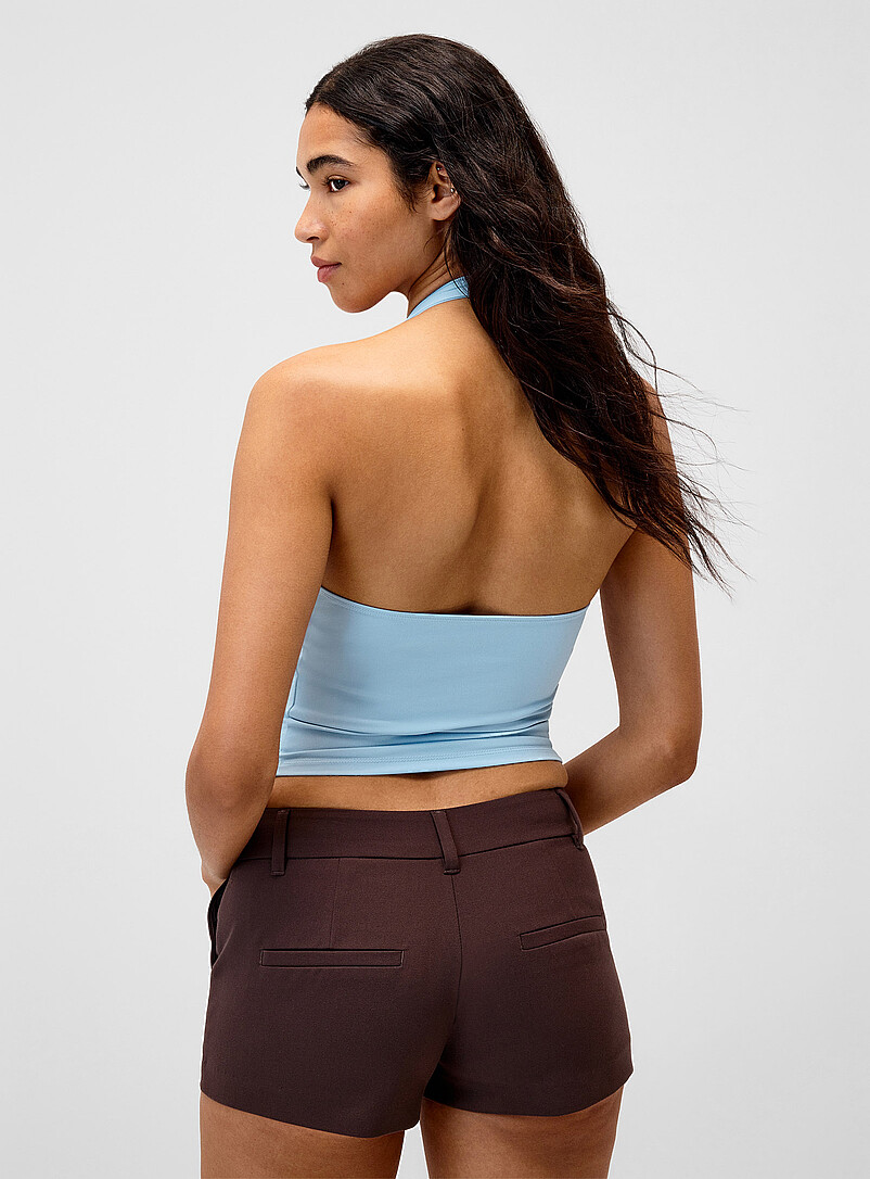 Twik Chocolate/Espresso Beaded keyhole halter cami for women